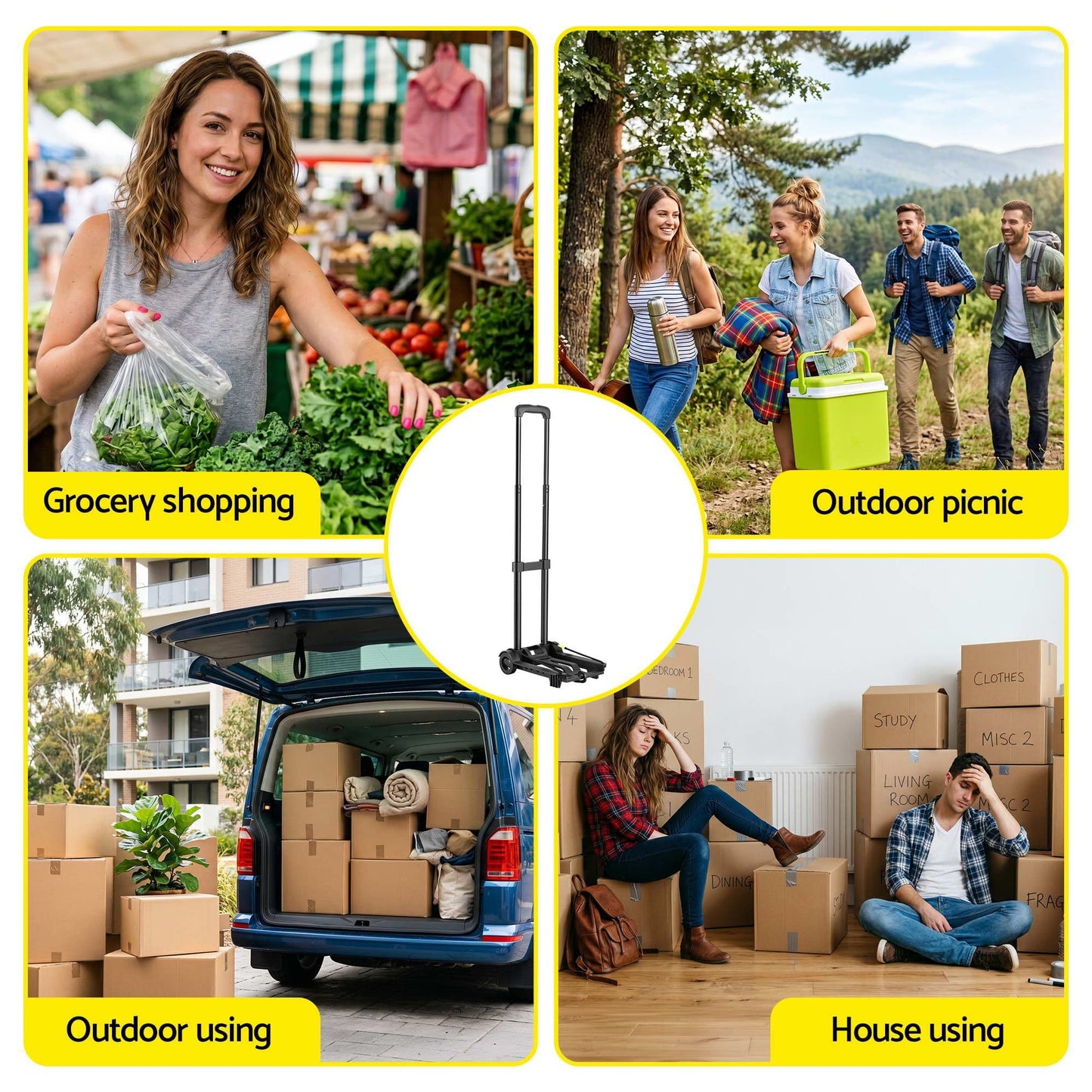 Alona.com.au Tools > Tools Storage > Utility Trolleys Giantz Folding Trolley Portable Hand Truck Lightweight Travel Luggage Black