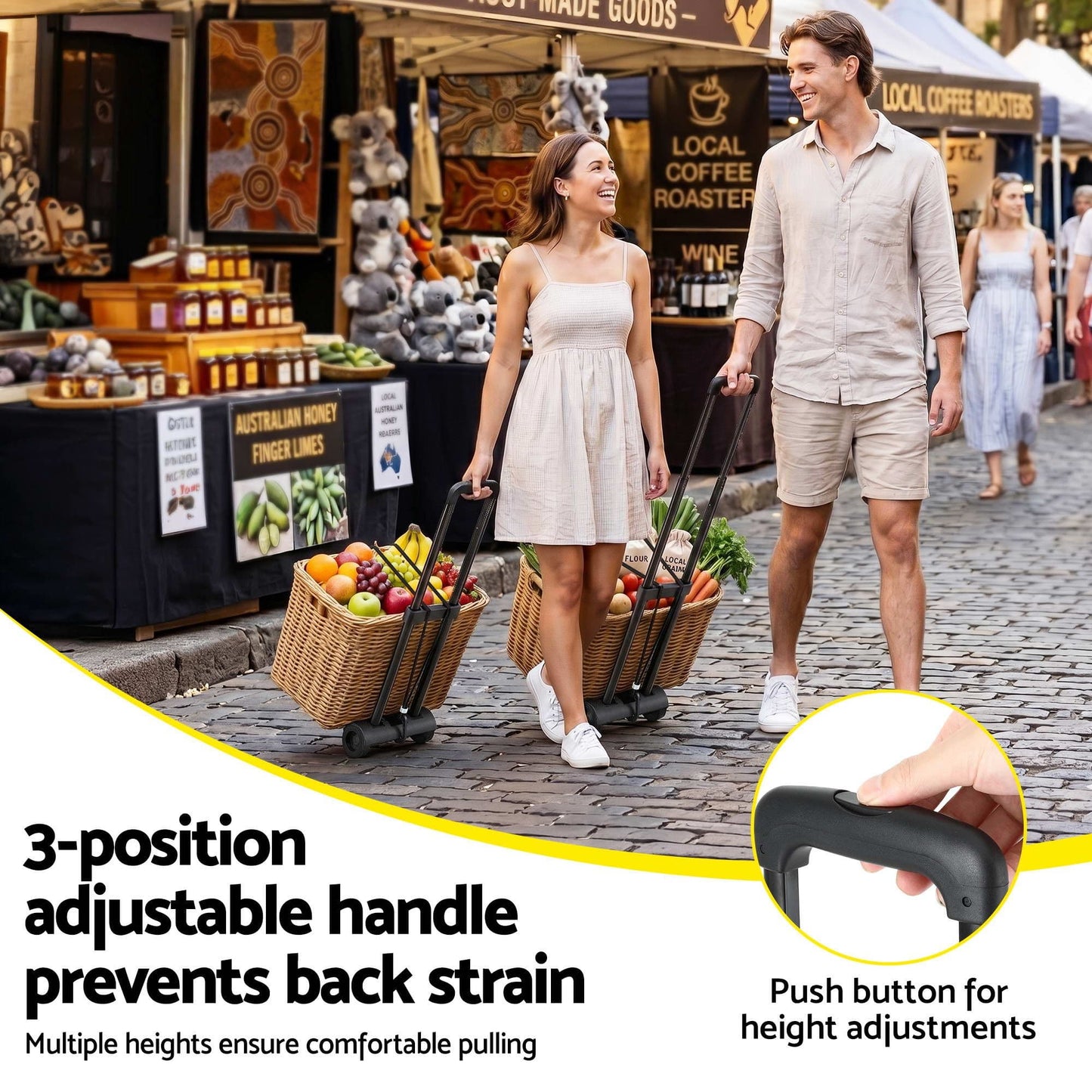 Alona.com.au Tools > Tools Storage > Utility Trolleys Giantz Folding Trolley Portable Hand Truck Lightweight Travel Luggage Black