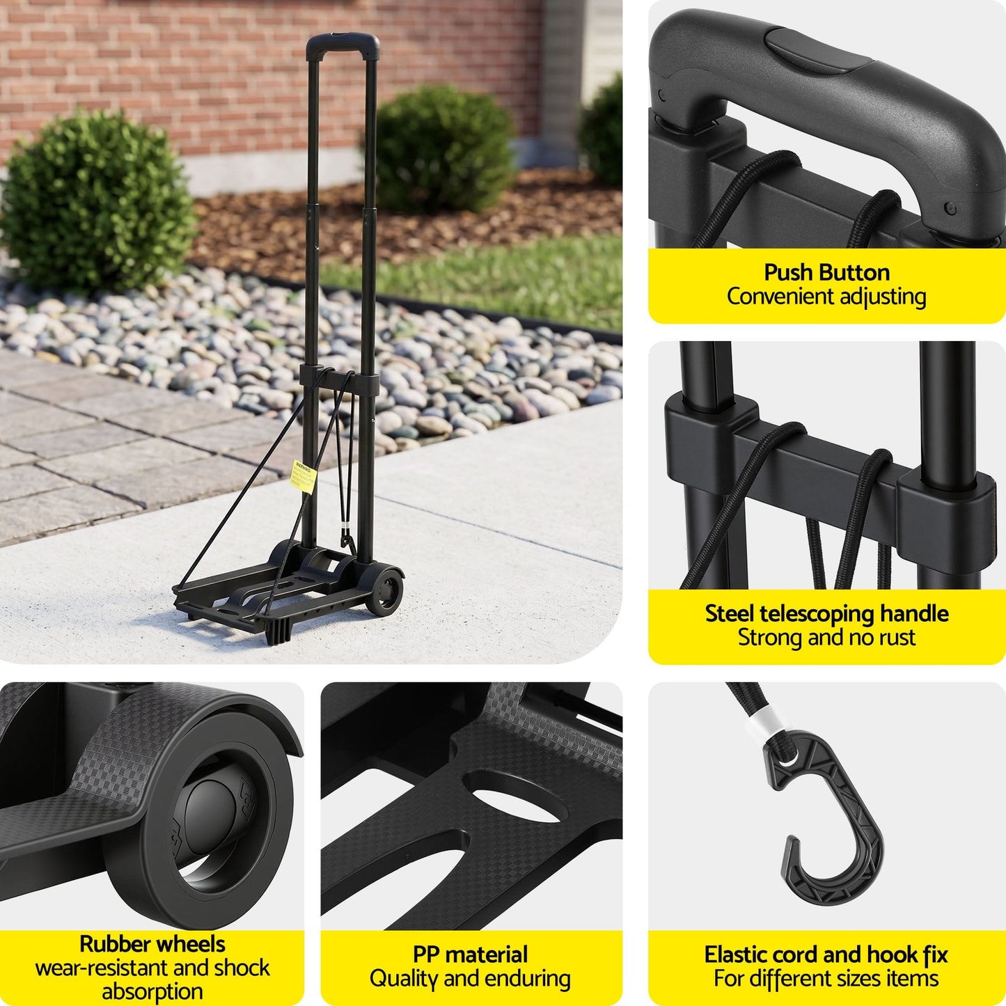 Alona.com.au Tools > Tools Storage > Utility Trolleys Giantz Folding Trolley Portable Hand Truck Lightweight Travel Luggage Black
