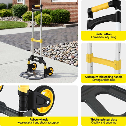 Alona.com.au Tools > Tools Storage > Utility Trolleys Giantz Folding Trolley Portable Hand Truck Lightweight Travel Luggage Silver