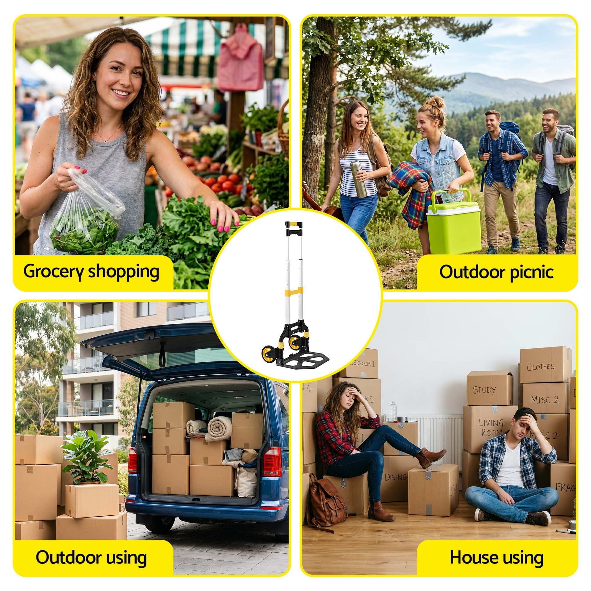 Alona.com.au Tools > Tools Storage > Utility Trolleys Giantz Folding Trolley Portable Hand Truck Lightweight Travel Luggage Silver