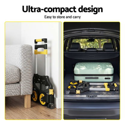 Alona.com.au Tools > Tools Storage > Utility Trolleys Giantz Folding Trolley Portable Hand Truck Lightweight Travel Luggage Silver