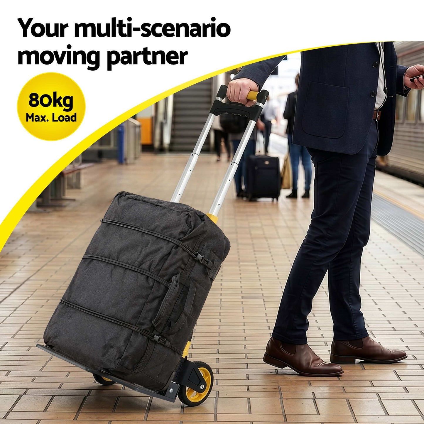 Alona.com.au Tools > Tools Storage > Utility Trolleys Giantz Folding Trolley Portable Hand Truck Lightweight Travel Luggage Silver