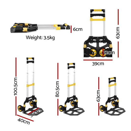 Alona.com.au Tools > Tools Storage > Utility Trolleys Giantz Folding Trolley Portable Hand Truck Lightweight Travel Luggage Silver
