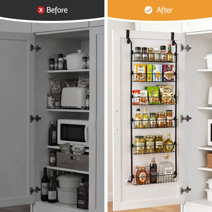 Alona.com.au Tools > Tools Storage > Wall Storage Racks Artiss Over Door Storage Hanger Pantry 6-Tier Metal Hook Hanging Organiser Black