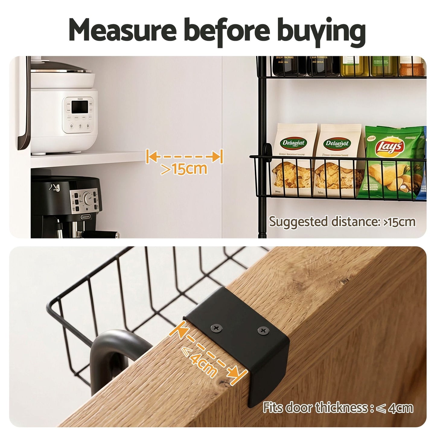 Alona.com.au Tools > Tools Storage > Wall Storage Racks Artiss Over Door Storage Hanger Pantry 6-Tier Metal Hook Hanging Organiser Black