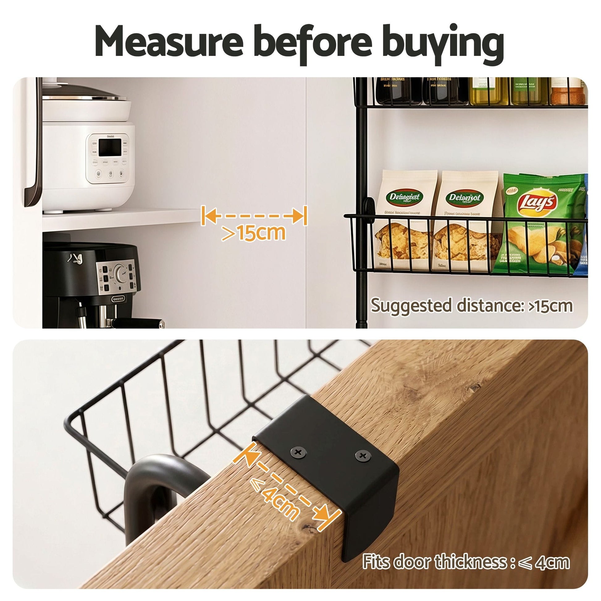 Alona.com.au Tools > Tools Storage > Wall Storage Racks Artiss Over Door Storage Hanger Pantry 6-Tier Metal Hook Hanging Organiser Black