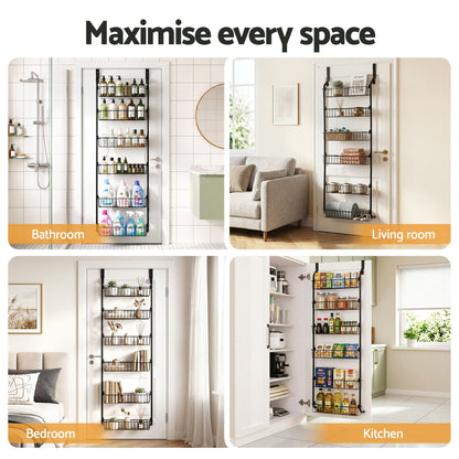 Alona.com.au Tools > Tools Storage > Wall Storage Racks Artiss Over Door Storage Hanger Pantry 6-Tier Metal Hook Hanging Organiser Black