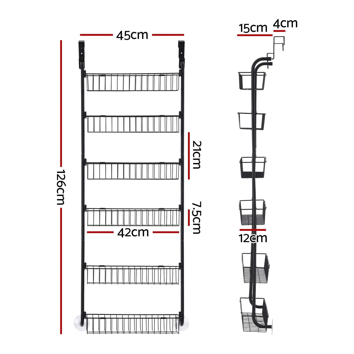 Alona.com.au Tools > Tools Storage > Wall Storage Racks Artiss Over Door Storage Hanger Pantry 6-Tier Metal Hook Hanging Organiser Black