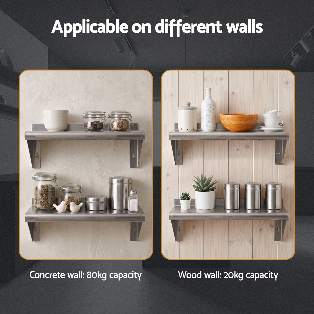 Alona.com.au Tools > Tools Storage > Wall Storage Racks Cefito 410 x 250mm 430 Stainless Steel Compact Kitchen Wall Shelf