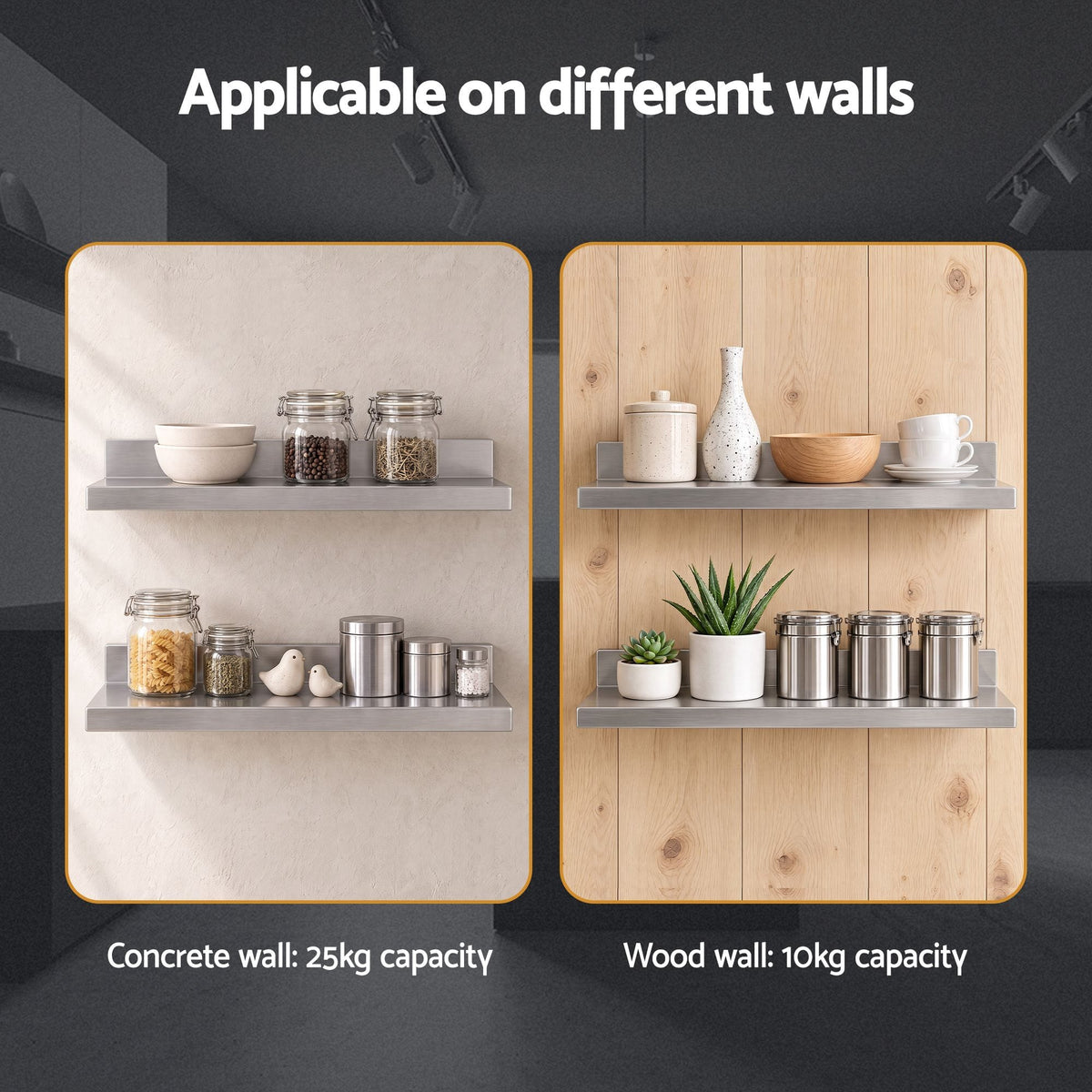 Alona.com.au Tools > Tools Storage > Wall Storage Racks Cefito 610 x 220mm 430 Stainless Steel L-Shaped Kitchen Wall Shelf