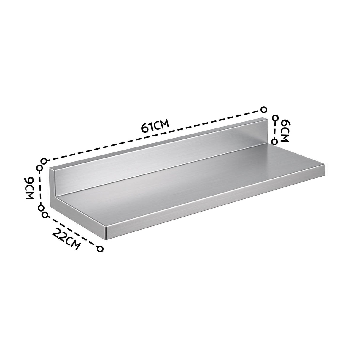 Alona.com.au Tools > Tools Storage > Wall Storage Racks Cefito 610 x 220mm 430 Stainless Steel L-Shaped Kitchen Wall Shelf