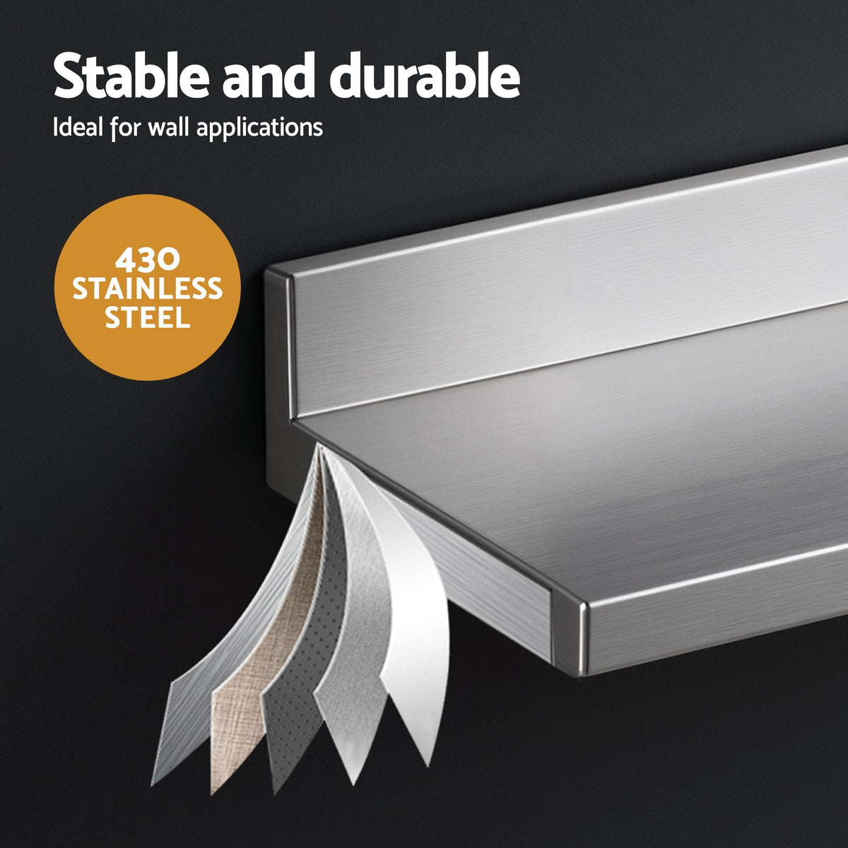 Alona.com.au Tools > Tools Storage > Wall Storage Racks Cefito 610 x 220mm 430 Stainless Steel L-Shaped Kitchen Wall Shelf