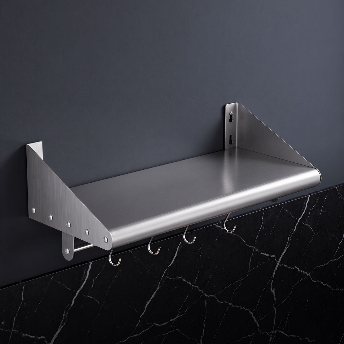 Alona.com.au Tools > Tools Storage > Wall Storage Racks Cefito 610mm 430 Stainless Steel Wall Shelf with Hooks and Side Guards