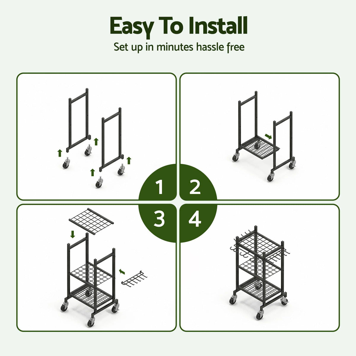 Alona.com.au Tools > Tools Storage > Wall Storage Racks Gardeon Garden Tool Organizer with Wheels Heavy Duty Garage Yard Storage Cart