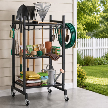 Alona.com.au Tools > Tools Storage > Wall Storage Racks Gardeon Garden Tool Organizer with Wheels Heavy Duty Garage Yard Storage Cart