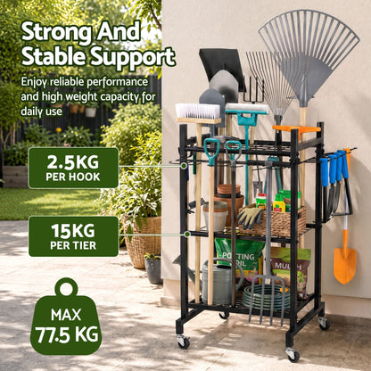 Alona.com.au Tools > Tools Storage > Wall Storage Racks Gardeon Garden Tool Organizer with Wheels Heavy Duty Garage Yard Storage Cart