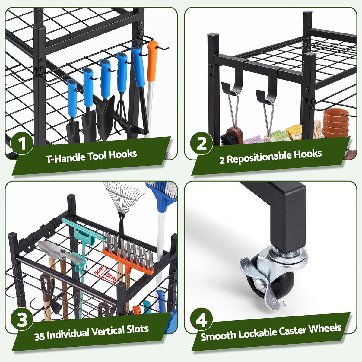 Alona.com.au Tools > Tools Storage > Wall Storage Racks Gardeon Garden Tool Organizer with Wheels Heavy Duty Garage Yard Storage Cart