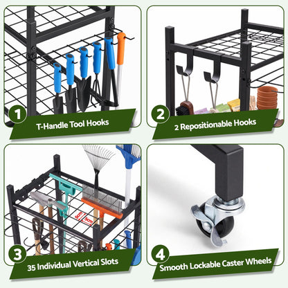 Alona.com.au Tools > Tools Storage > Wall Storage Racks Gardeon Garden Tool Organizer with Wheels Heavy Duty Garage Yard Storage Cart