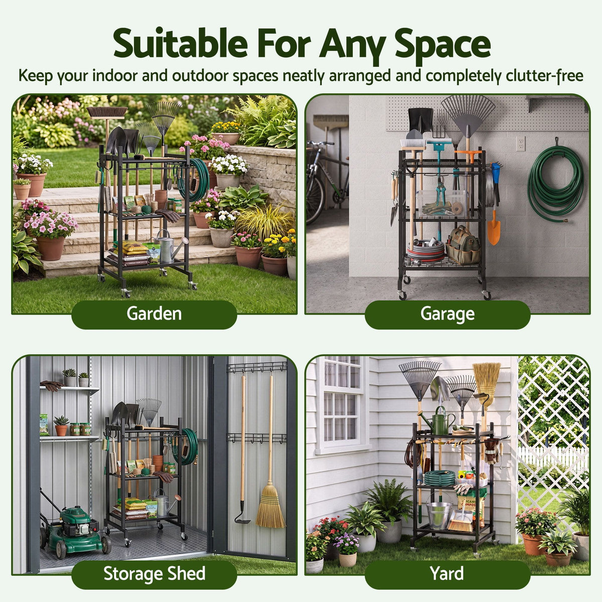 Alona.com.au Tools > Tools Storage > Wall Storage Racks Gardeon Garden Tool Organizer with Wheels Heavy Duty Garage Yard Storage Cart