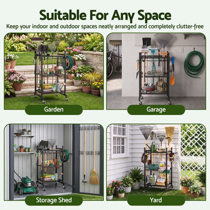 Alona.com.au Tools > Tools Storage > Wall Storage Racks Gardeon Garden Tool Organizer with Wheels Heavy Duty Garage Yard Storage Cart