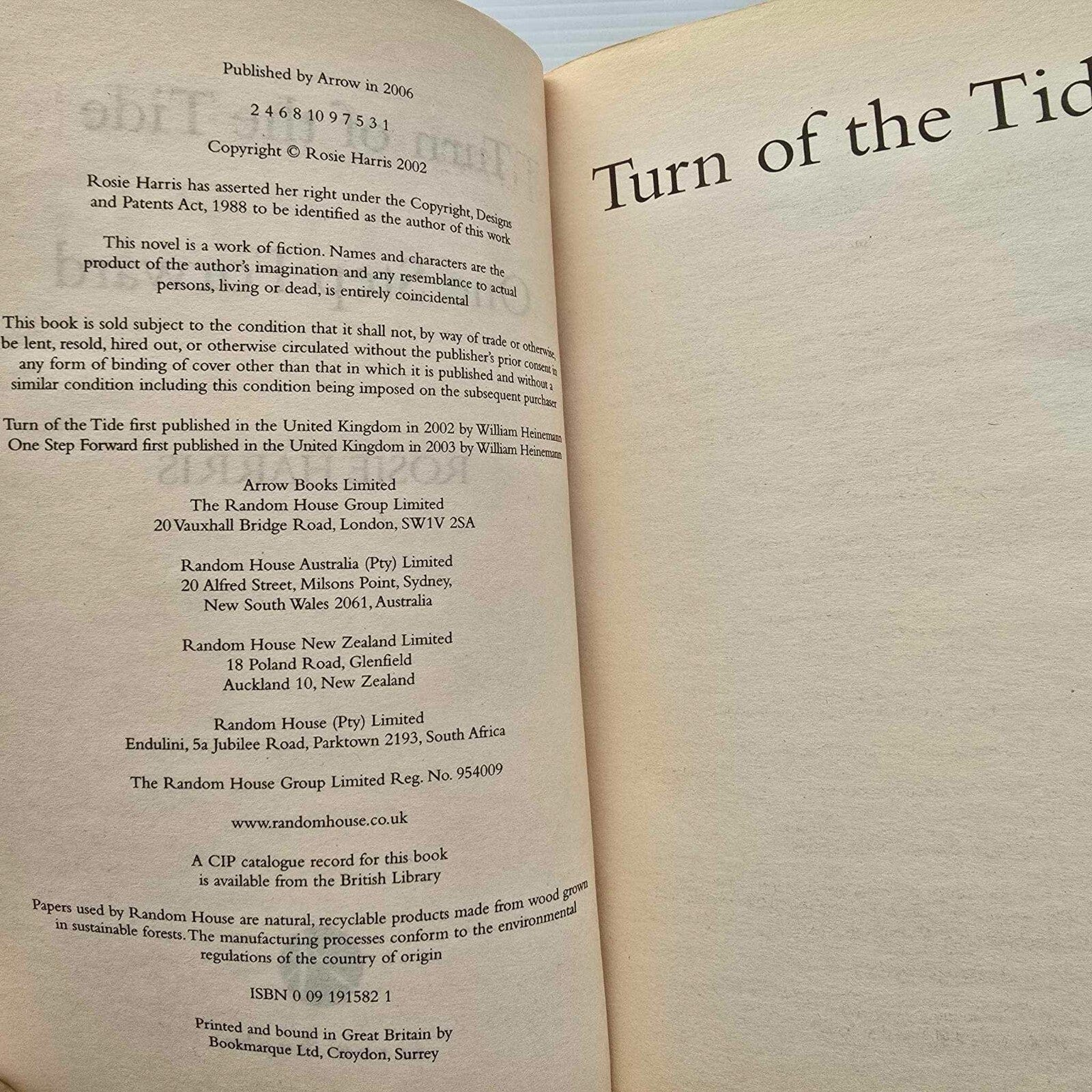 Alona.com.au Turn of the Tide and One Step Forward, Rosie Harris, Paperback 2006