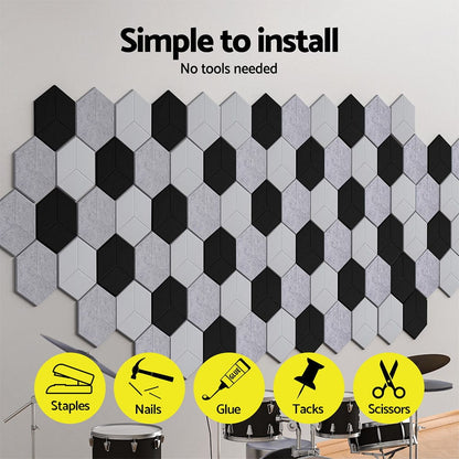 Alpha Audio & Video > Musical Instrument & Accessories > Audio Accessories Alpha Acoustic Foam 12pcs 35x30x0.9cm Soundproof Absorption Panel Adhesive Black