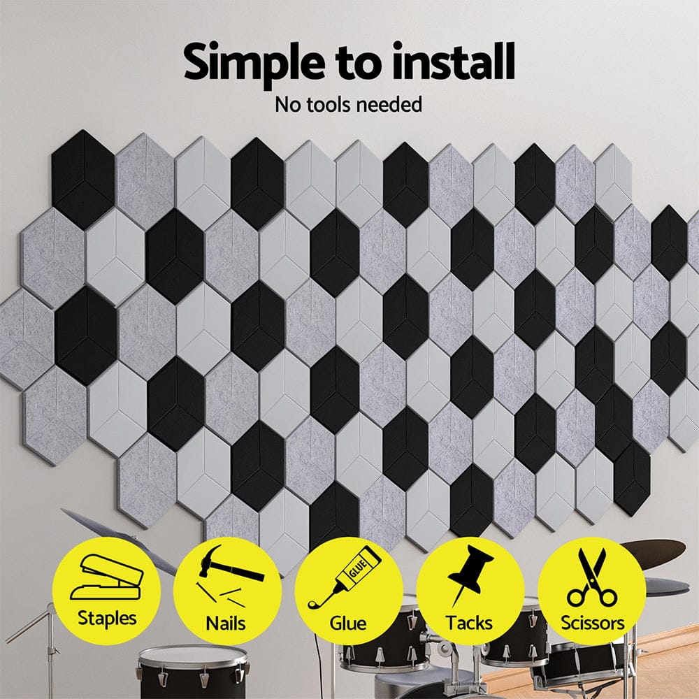 Alpha Audio & Video > Musical Instrument & Accessories > Audio Accessories Alpha Acoustic Foam 12pcs 35x30x0.9cm Soundproof Absorption Panel Adhesive Grey