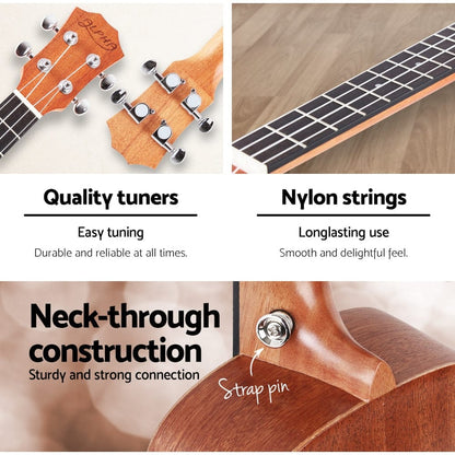 Alpha Audio & Video > Musical Instrument & Accessories > Guitars Alpha 23" Ukulele Natural Mahogany Concert Beginner Gift w/ Carry Bag
