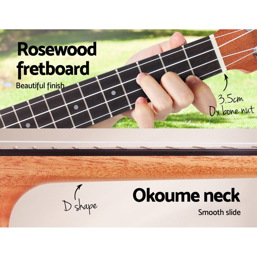Alpha Audio & Video > Musical Instrument & Accessories > Guitars Alpha 23" Ukulele Natural Mahogany Concert Beginner Gift w/ Carry Bag