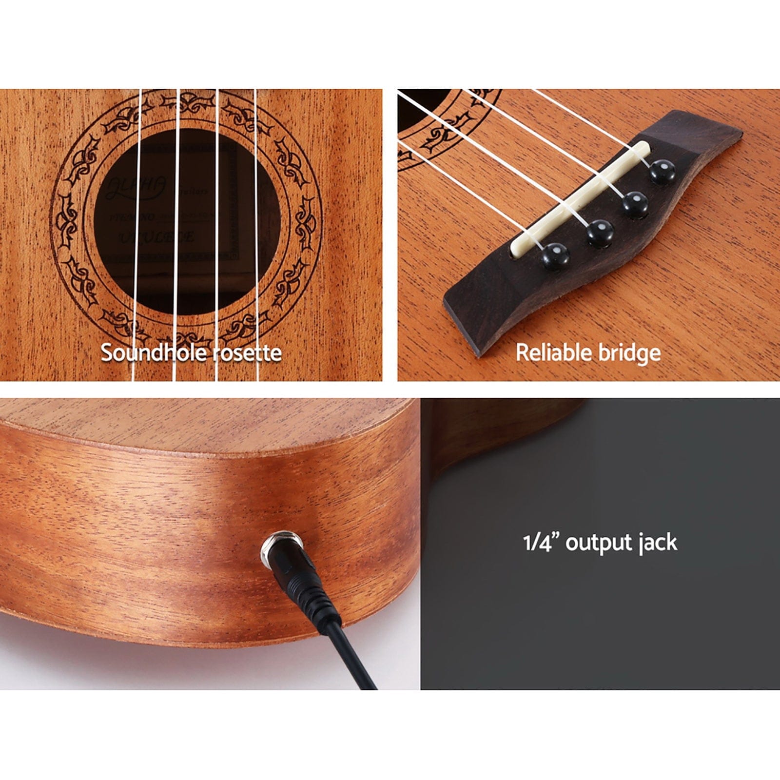 Alpha Audio & Video > Musical Instrument & Accessories > Guitars Alpha 26" Ukulele Equaliser Natural Mahogany Tenor Beginner Gift w/ Bag