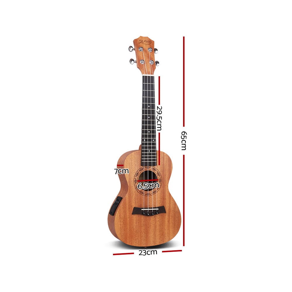 Alpha Audio & Video > Musical Instrument & Accessories > Guitars Alpha 26" Ukulele Equaliser Natural Mahogany Tenor Beginner Gift w/ Bag