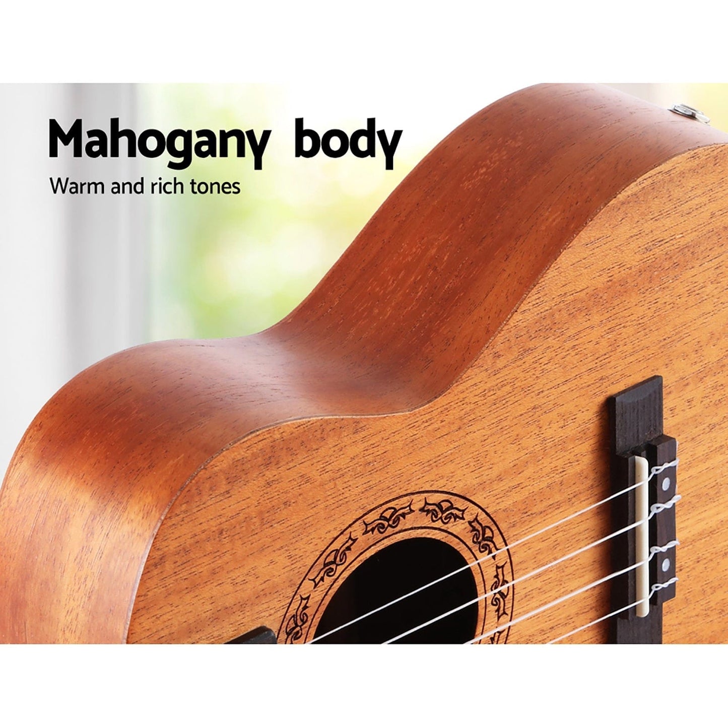 Alpha Audio & Video > Musical Instrument & Accessories > Guitars Alpha 26" Ukulele Natural Mahogany Tenor Beginner Gift w/ Carry Bag