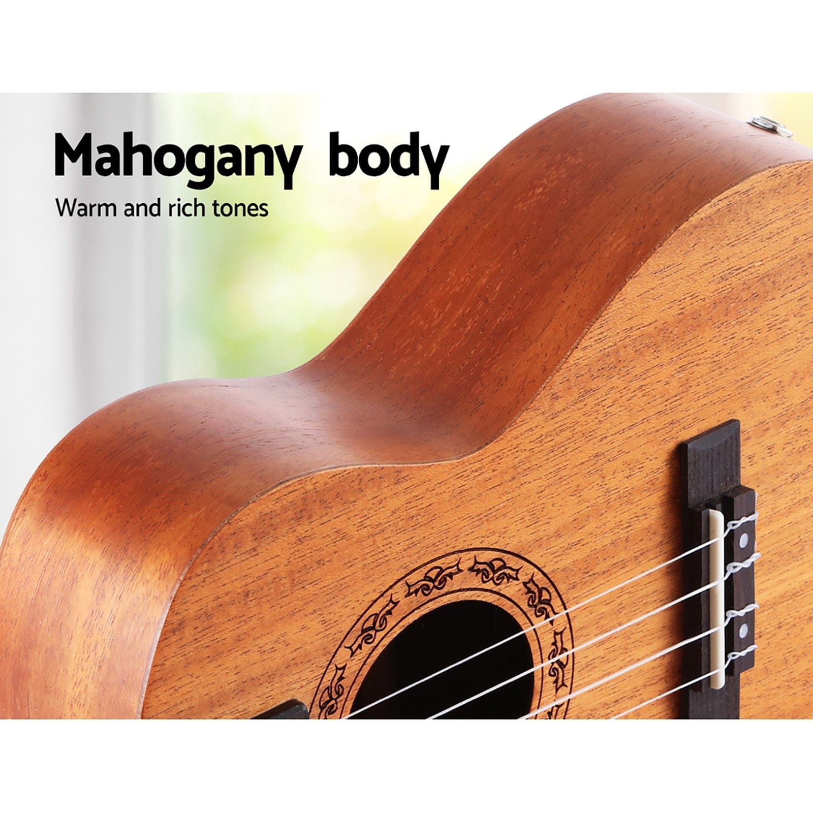 Alpha Audio & Video > Musical Instrument & Accessories > Guitars Alpha 26" Ukulele Natural Mahogany Tenor Beginner Gift w/ Carry Bag