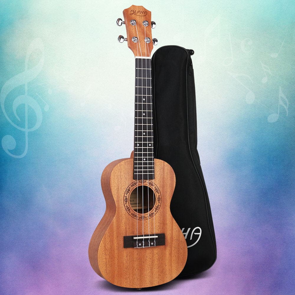 Alpha Audio & Video > Musical Instrument & Accessories > Guitars Alpha 26" Ukulele Natural Mahogany Tenor Beginner Gift w/ Carry Bag