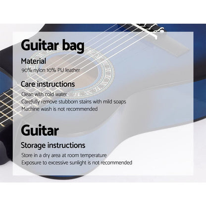 Alpha Audio & Video > Musical Instrument & Accessories > Guitars Alpha 34 Inch Classical Guitar Wooden Body Nylon String Beginner Kids Gift Blue