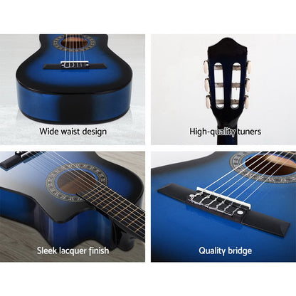 Alpha Audio & Video > Musical Instrument & Accessories > Guitars Alpha 34 Inch Classical Guitar Wooden Body Nylon String Beginner Kids Gift Blue