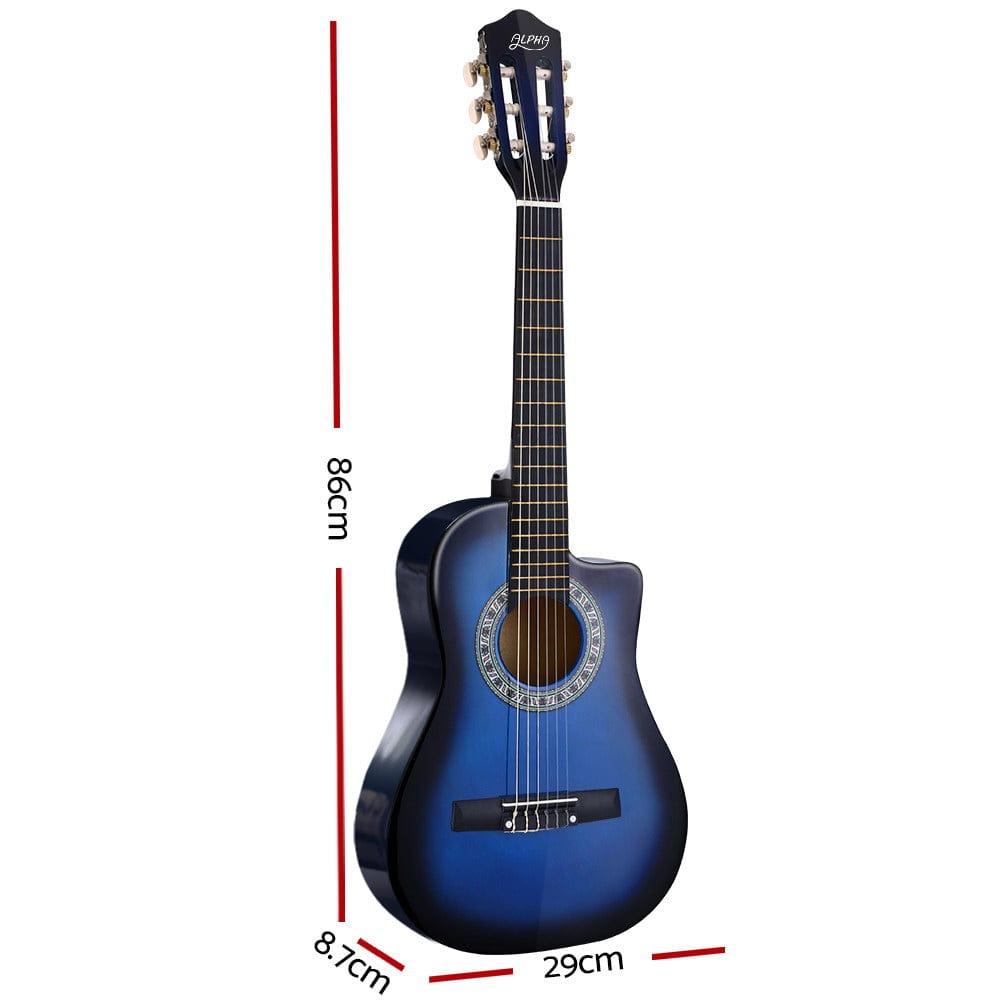 Alpha Audio & Video > Musical Instrument & Accessories > Guitars Alpha 34 Inch Classical Guitar Wooden Body Nylon String Beginner Kids Gift Blue
