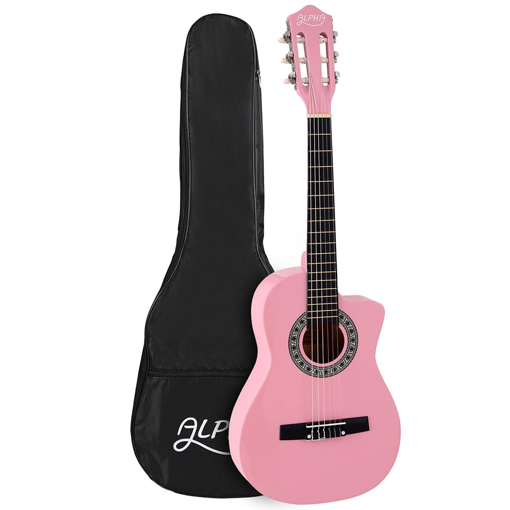 Alpha Audio & Video > Musical Instrument & Accessories > Guitars Alpha 34 Inch Classical Guitar Wooden Body Nylon String Beginner Kids Gift Pink
