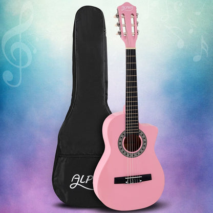 Alpha Audio & Video > Musical Instrument & Accessories > Guitars Alpha 34 Inch Classical Guitar Wooden Body Nylon String Beginner Kids Gift Pink