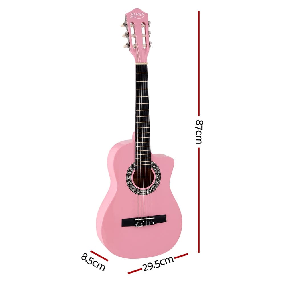 Alpha Audio & Video > Musical Instrument & Accessories > Guitars Alpha 34 Inch Classical Guitar Wooden Body Nylon String Beginner Kids Gift Pink