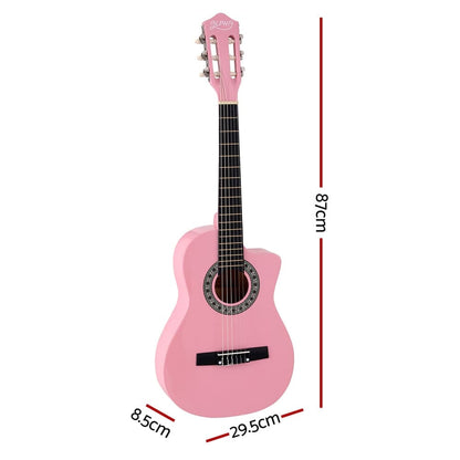 Alpha Audio & Video > Musical Instrument & Accessories > Guitars Alpha 34 Inch Classical Guitar Wooden Body Nylon String Beginner Kids Gift Pink