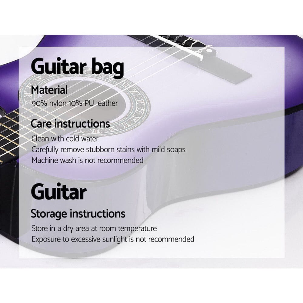 Alpha Audio & Video > Musical Instrument & Accessories > Guitars Alpha 34 Inch Classical Guitar Wooden Body Nylon String Beginner Kids Gift Purple
