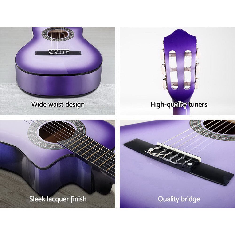 Alpha Audio & Video > Musical Instrument & Accessories > Guitars Alpha 34 Inch Classical Guitar Wooden Body Nylon String Beginner Kids Gift Purple