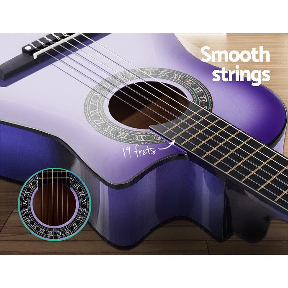 Alpha Audio & Video > Musical Instrument & Accessories > Guitars Alpha 34 Inch Classical Guitar Wooden Body Nylon String Beginner Kids Gift Purple