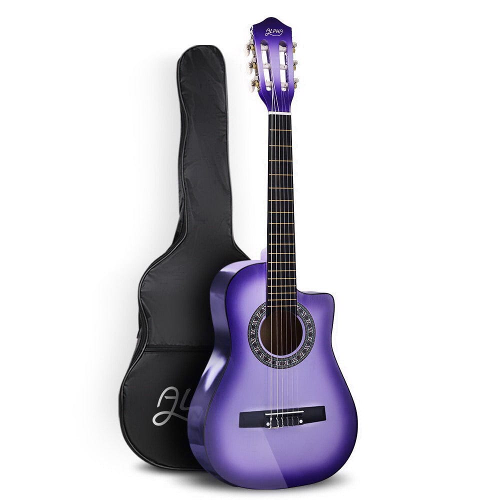 Alpha Audio & Video > Musical Instrument & Accessories > Guitars Alpha 34 Inch Classical Guitar Wooden Body Nylon String Beginner Kids Gift Purple