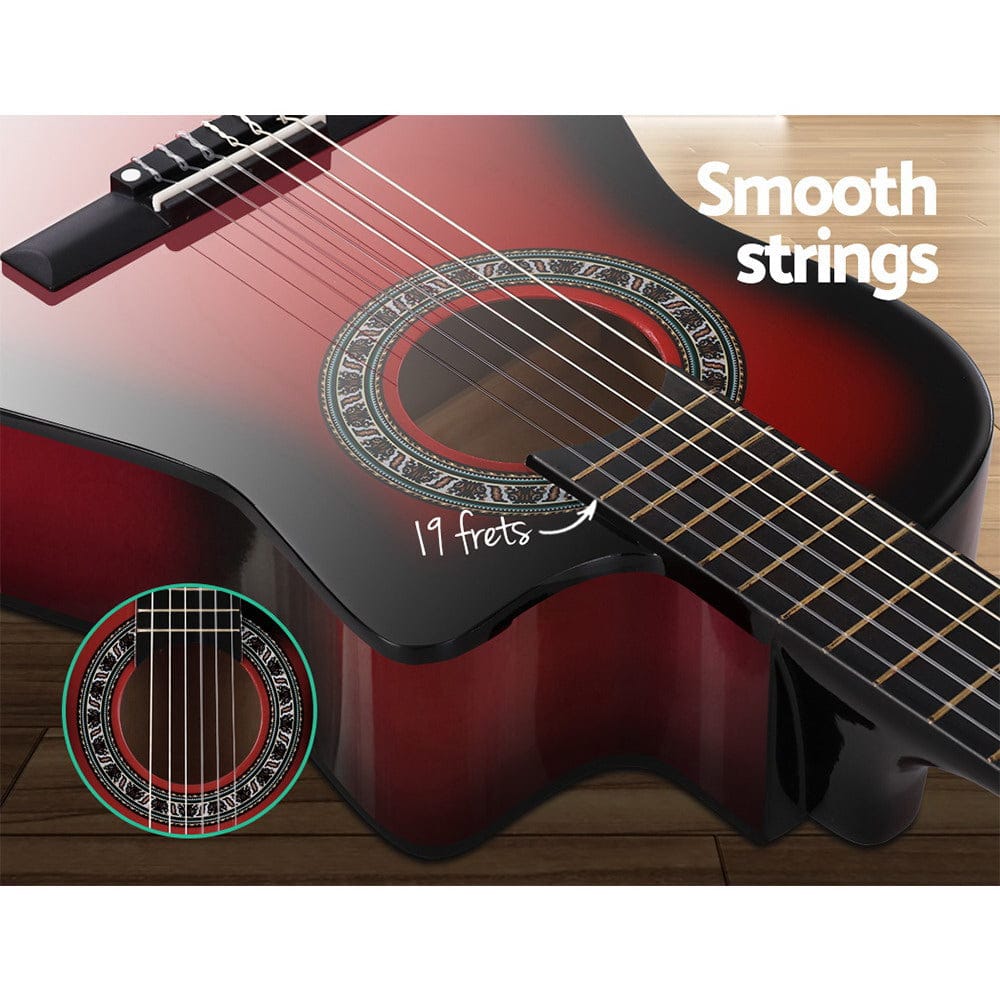 Alpha Audio & Video > Musical Instrument & Accessories > Guitars Alpha 34 Inch Classical Guitar Wooden Body Nylon String Beginner Kids Gift Red