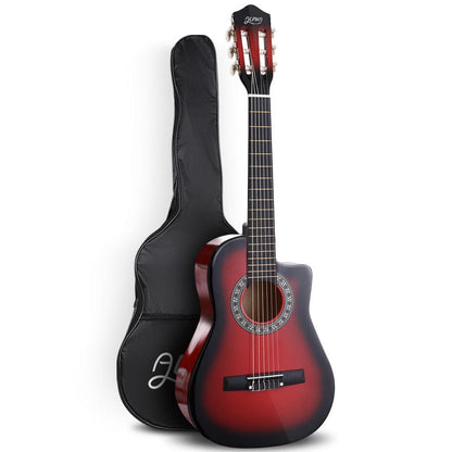 Alpha Audio & Video > Musical Instrument & Accessories > Guitars Alpha 34 Inch Classical Guitar Wooden Body Nylon String Beginner Kids Gift Red