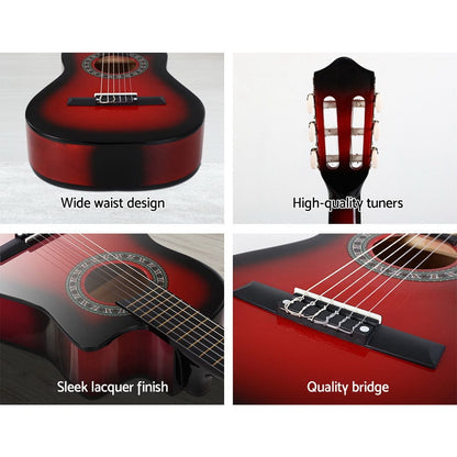 Alpha Audio & Video > Musical Instrument & Accessories > Guitars Alpha 34 Inch Classical Guitar Wooden Body Nylon String Beginner Kids Gift Red