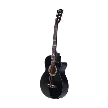 Alpha Audio & Video > Musical Instrument & Accessories > Guitars Alpha 38 Inch Acoustic Guitar Wooden Body Steel String Full Size Cutaway Black